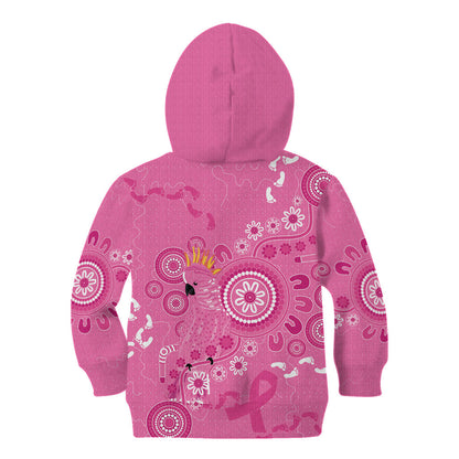Pink Ribbon Australia Kid Hoodie Breast Cancer Support Aboriginal Cacatua leadbeateri