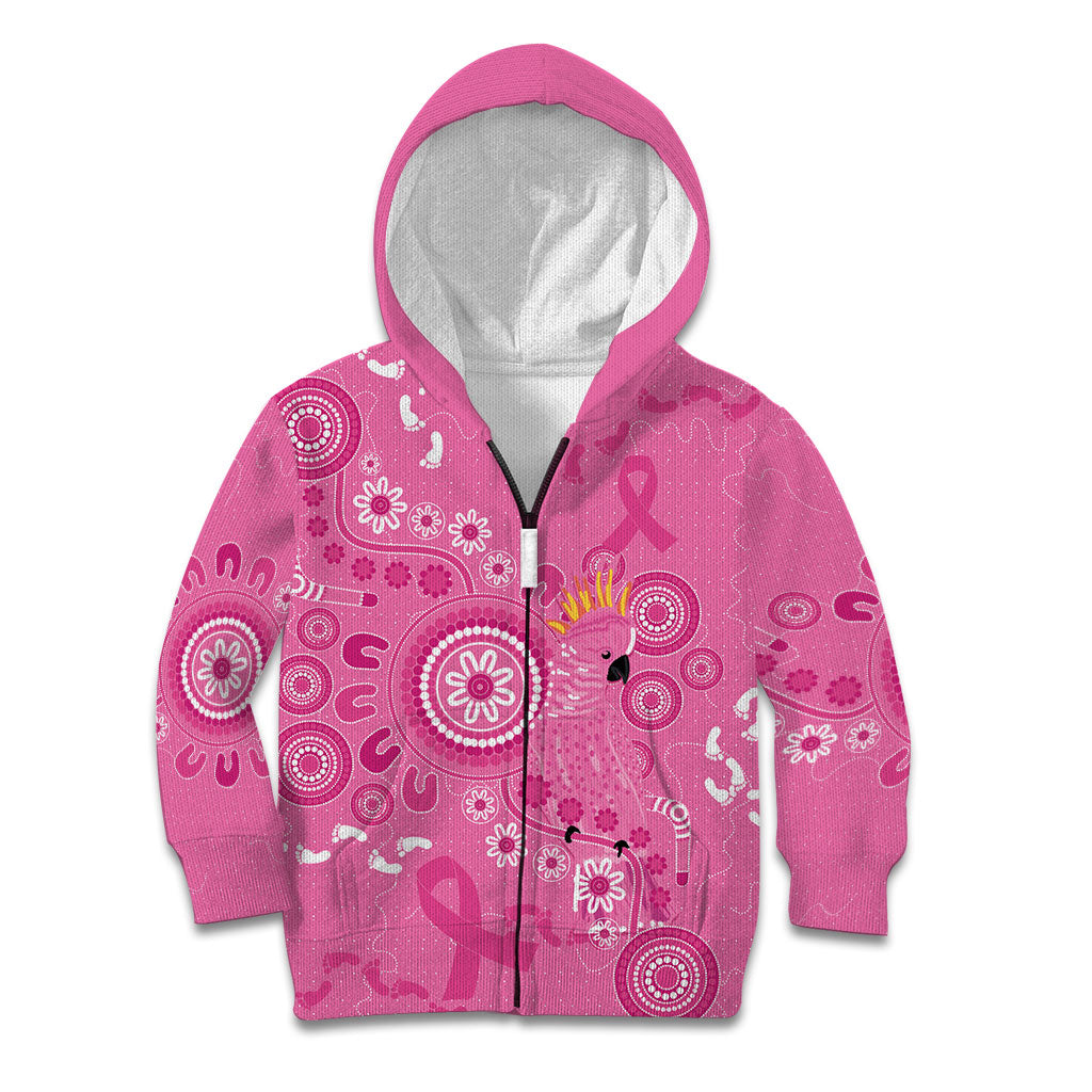 Pink Ribbon Australia Kid Hoodie Breast Cancer Support Aboriginal Cacatua leadbeateri