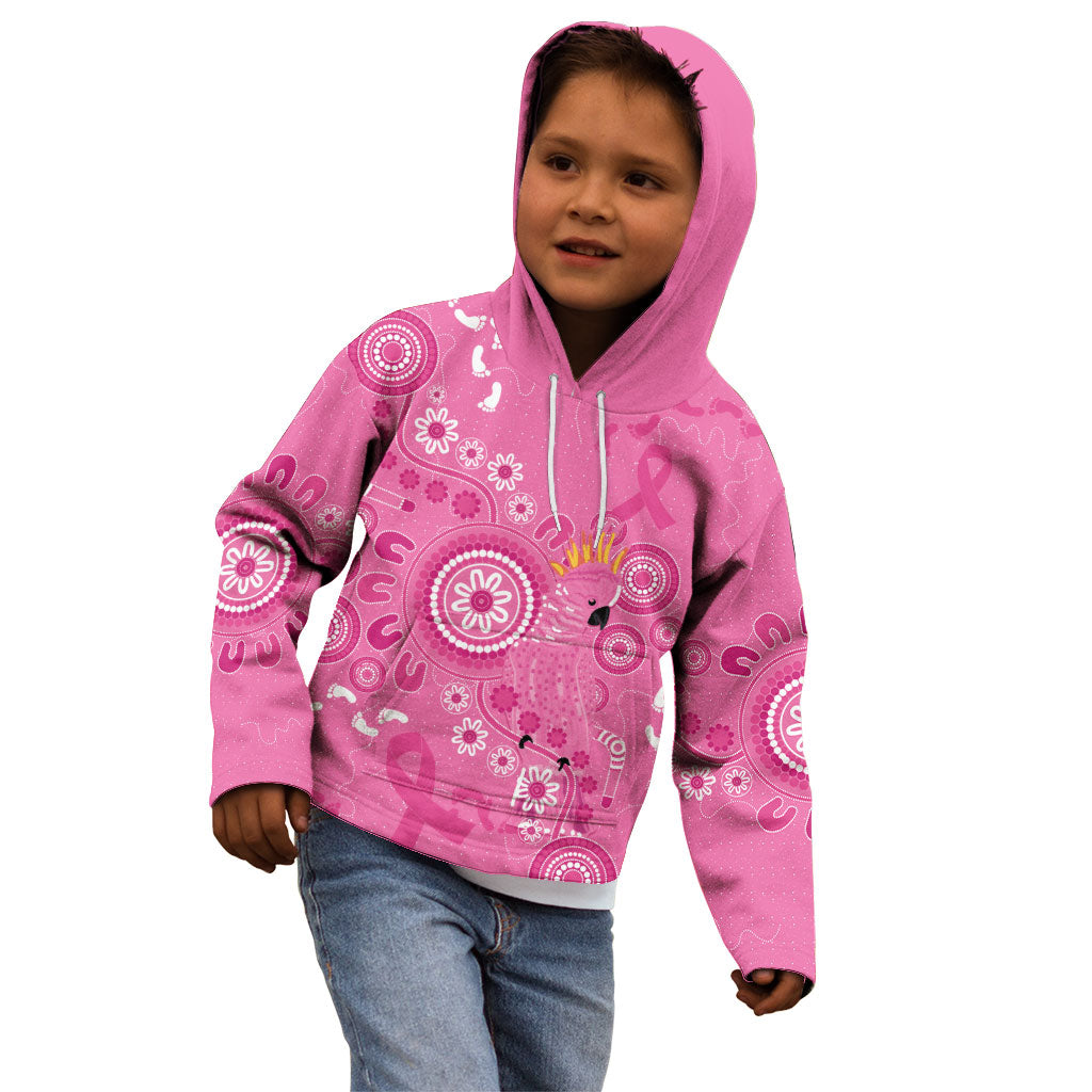 Pink Ribbon Australia Kid Hoodie Breast Cancer Support Aboriginal Cacatua leadbeateri