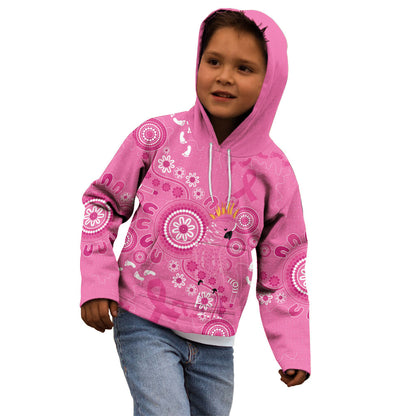 Pink Ribbon Australia Kid Hoodie Breast Cancer Support Aboriginal Cacatua leadbeateri