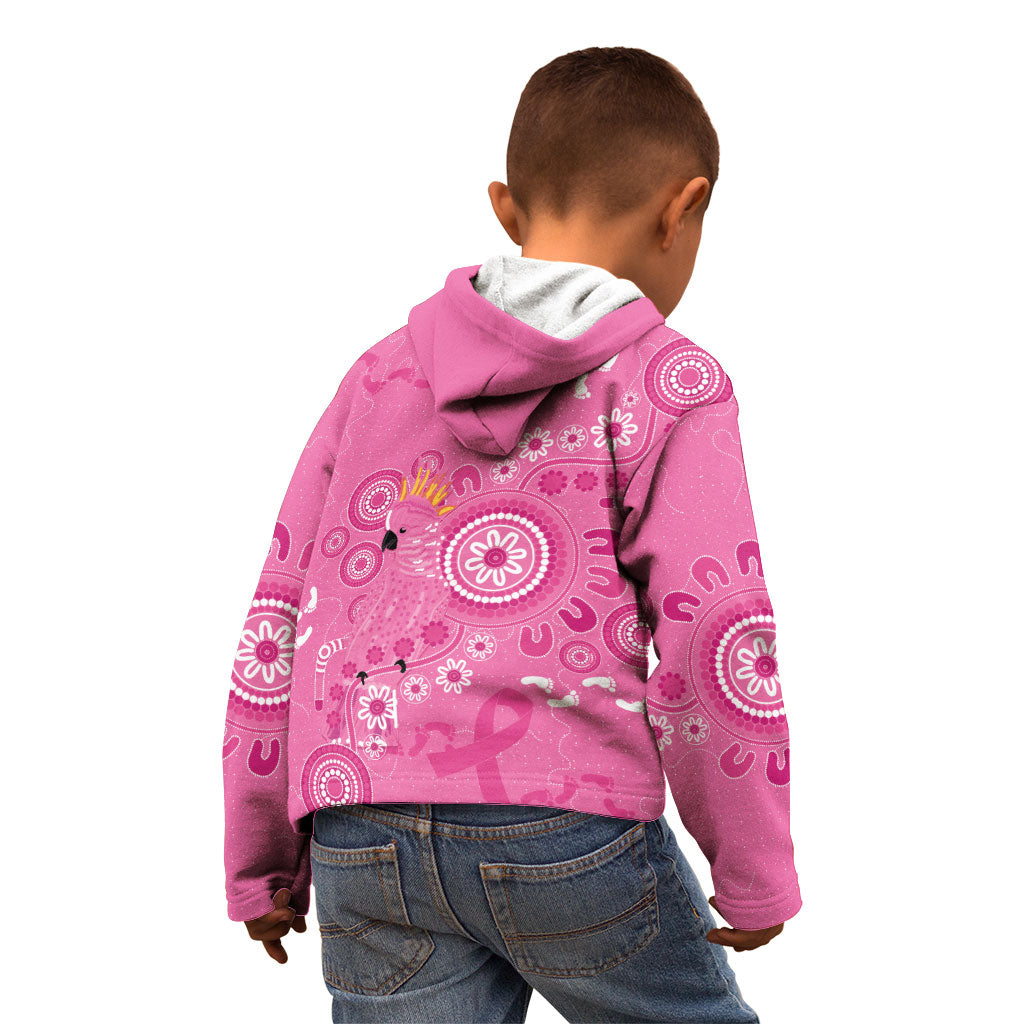 Pink Ribbon Australia Kid Hoodie Breast Cancer Support Aboriginal Cacatua leadbeateri