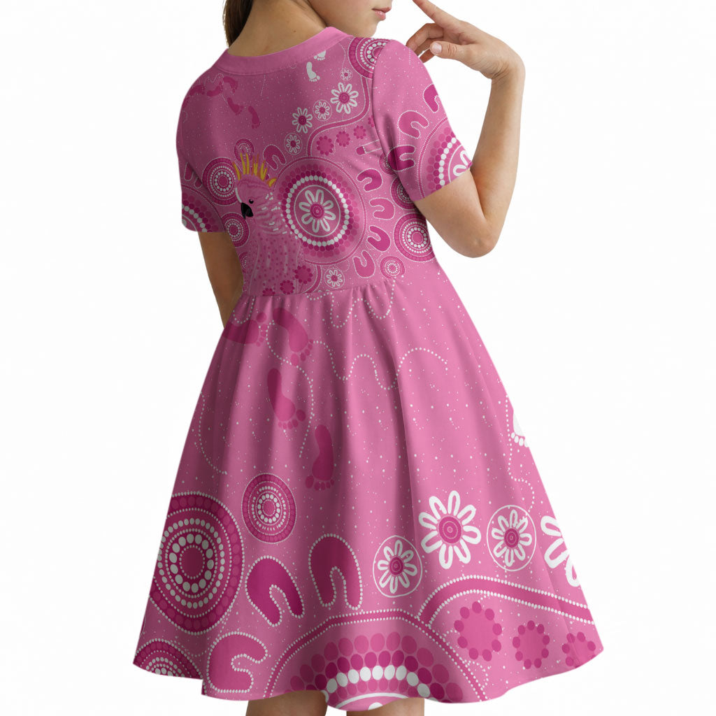 Pink Ribbon Australia Kid Short Sleeve Dress Breast Cancer Support Aboriginal Cacatua leadbeateri