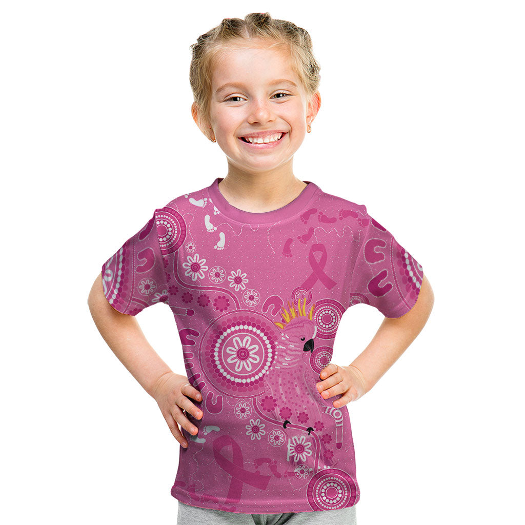 Pink Ribbon Australia Kid T Shirt Breast Cancer Support Aboriginal Cacatua leadbeateri