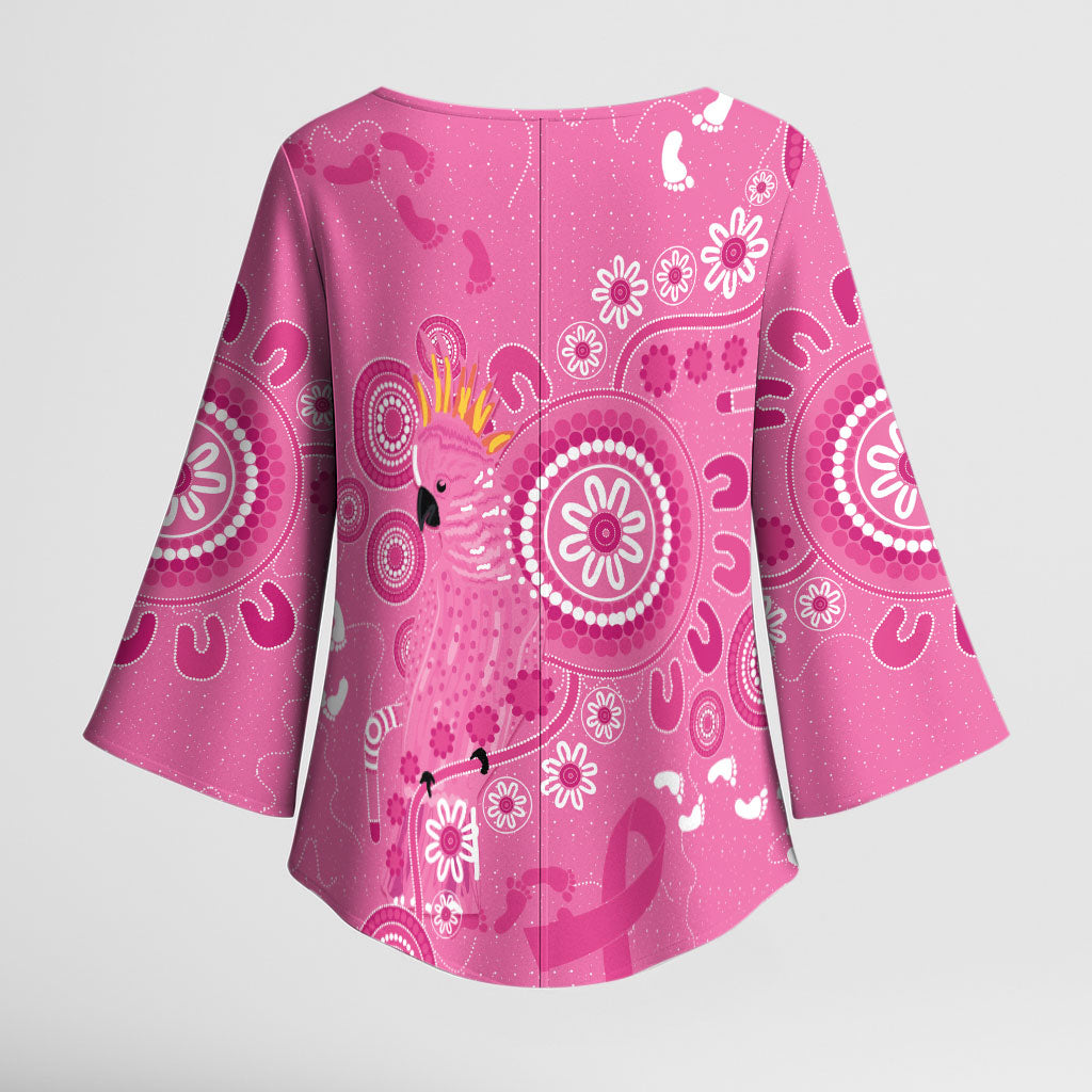 Pink Ribbon Australia Kimono Sleeve Blouse Breast Cancer Support Aboriginal Cacatua leadbeateri