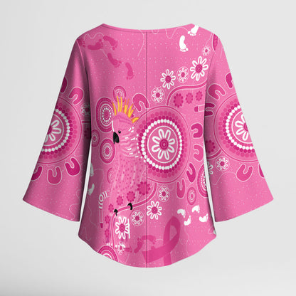 Pink Ribbon Australia Kimono Sleeve Blouse Breast Cancer Support Aboriginal Cacatua leadbeateri
