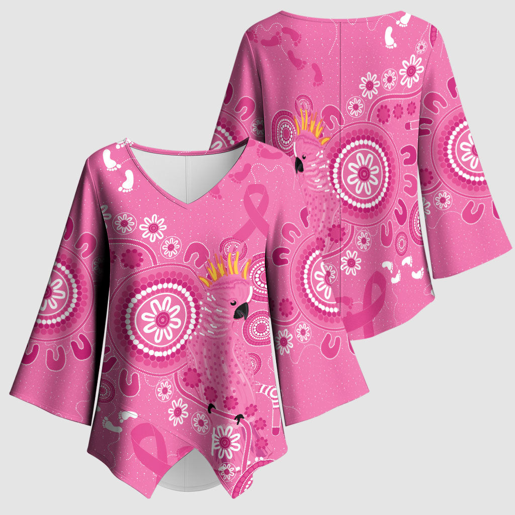 Pink Ribbon Australia Kimono Sleeve Blouse Breast Cancer Support Aboriginal Cacatua leadbeateri
