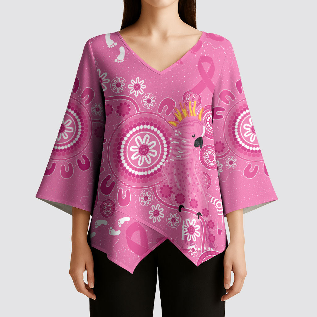 Pink Ribbon Australia Kimono Sleeve Blouse Breast Cancer Support Aboriginal Cacatua leadbeateri