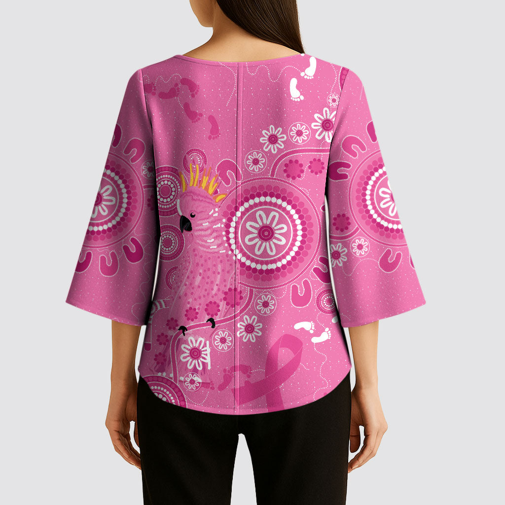 Pink Ribbon Australia Kimono Sleeve Blouse Breast Cancer Support Aboriginal Cacatua leadbeateri