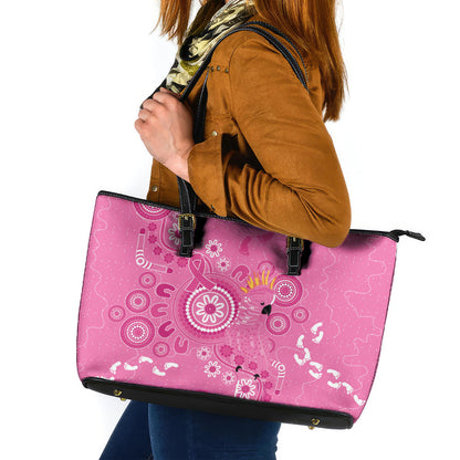 Pink Ribbon Australia Leather Tote Bag Breast Cancer Support Aboriginal Cacatua leadbeateri