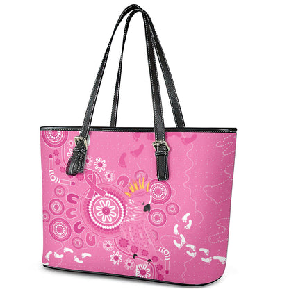 Pink Ribbon Australia Leather Tote Bag Breast Cancer Support Aboriginal Cacatua leadbeateri