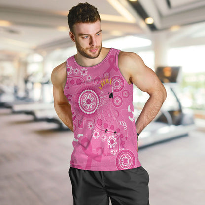 Pink Ribbon Australia Men Tank Top Breast Cancer Support Aboriginal Cacatua leadbeateri
