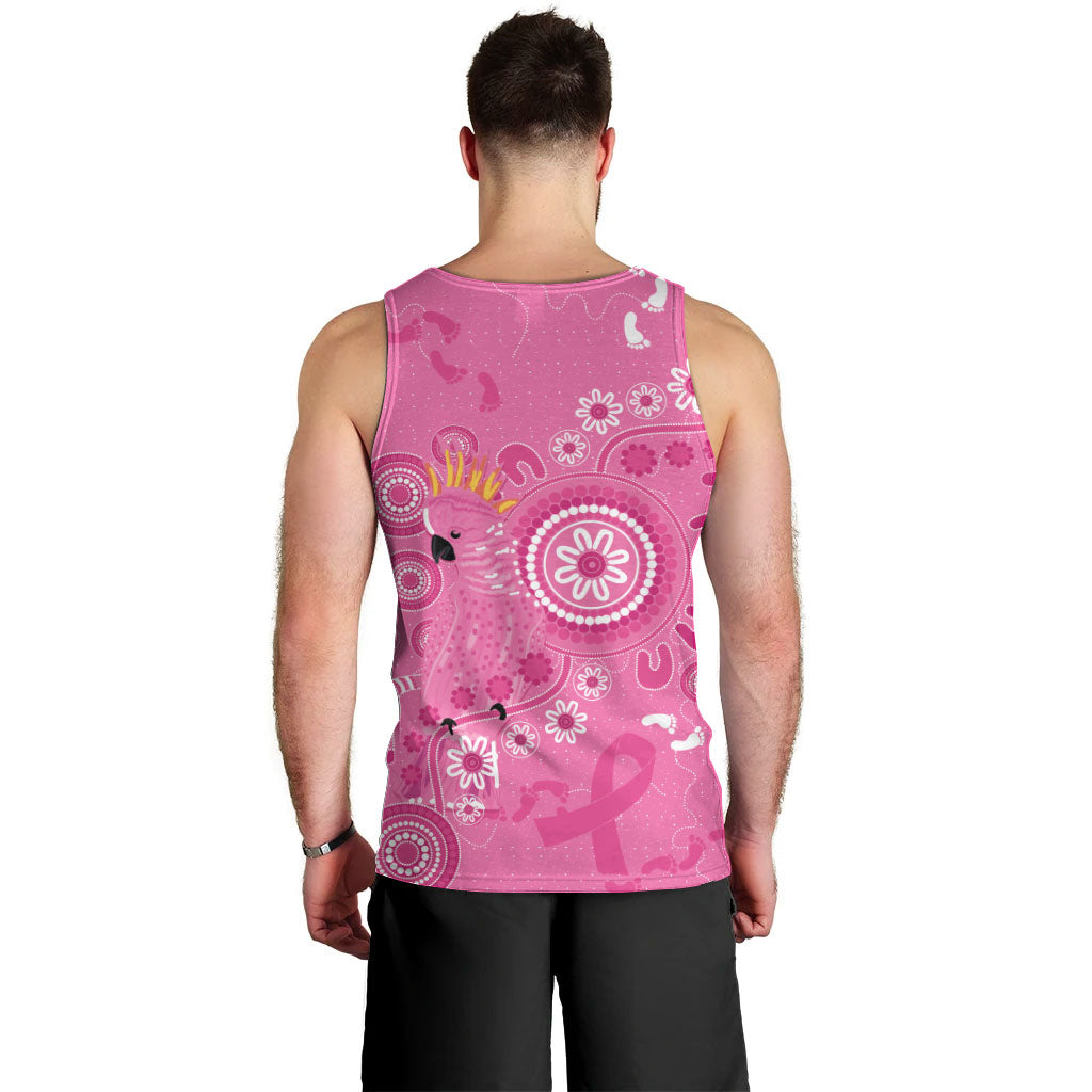 Pink Ribbon Australia Men Tank Top Breast Cancer Support Aboriginal Cacatua leadbeateri
