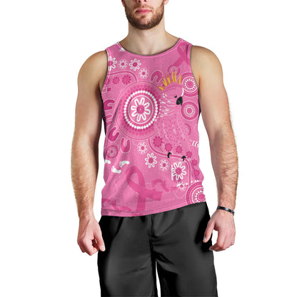 Pink Ribbon Australia Men Tank Top Breast Cancer Support Aboriginal Cacatua leadbeateri