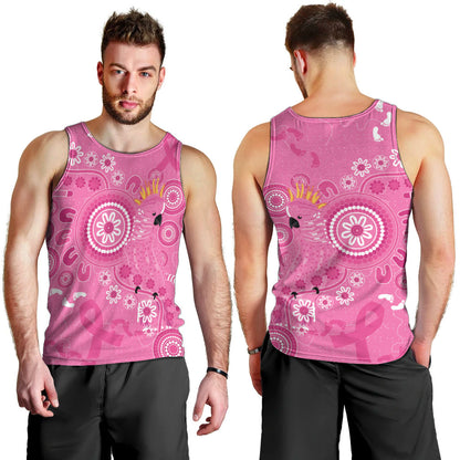 Pink Ribbon Australia Men Tank Top Breast Cancer Support Aboriginal Cacatua leadbeateri