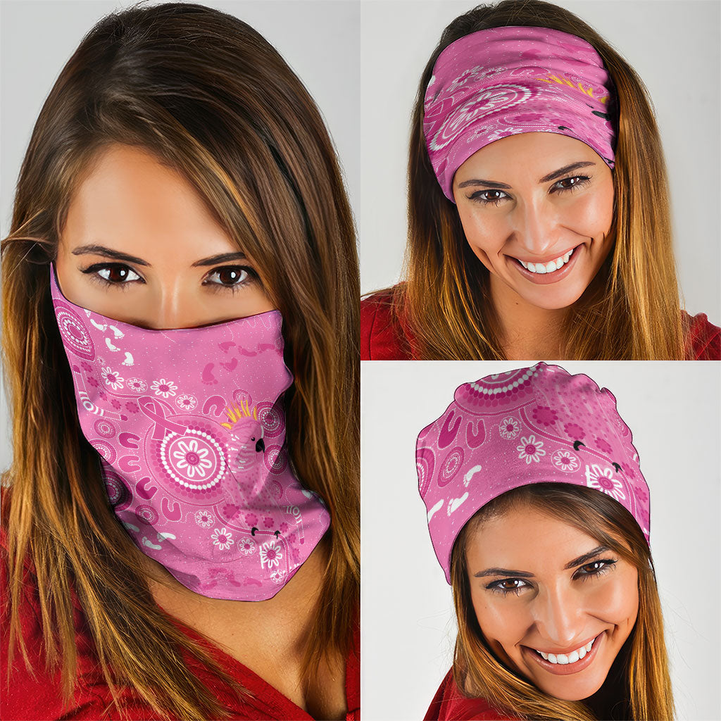 Pink Ribbon Australia Neck Gaiter Breast Cancer Support Aboriginal Cacatua leadbeateri