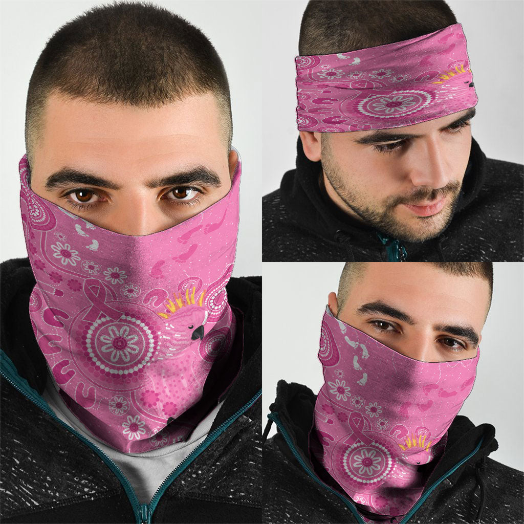 Pink Ribbon Australia Neck Gaiter Breast Cancer Support Aboriginal Cacatua leadbeateri
