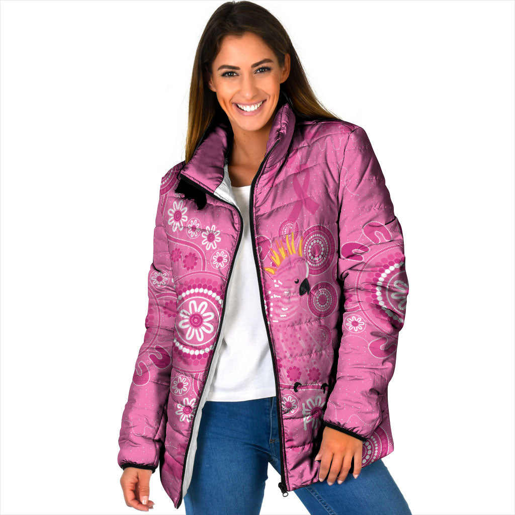 Pink Ribbon Australia Padded Jacket Breast Cancer Support Aboriginal Cacatua leadbeateri