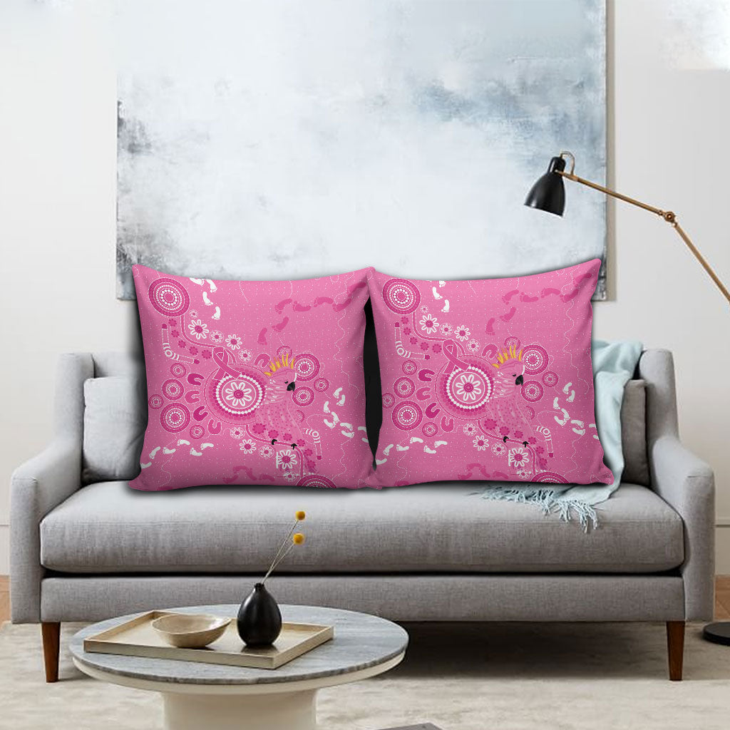 Pink Ribbon Australia Pillow Cover Breast Cancer Support Aboriginal Cacatua leadbeateri