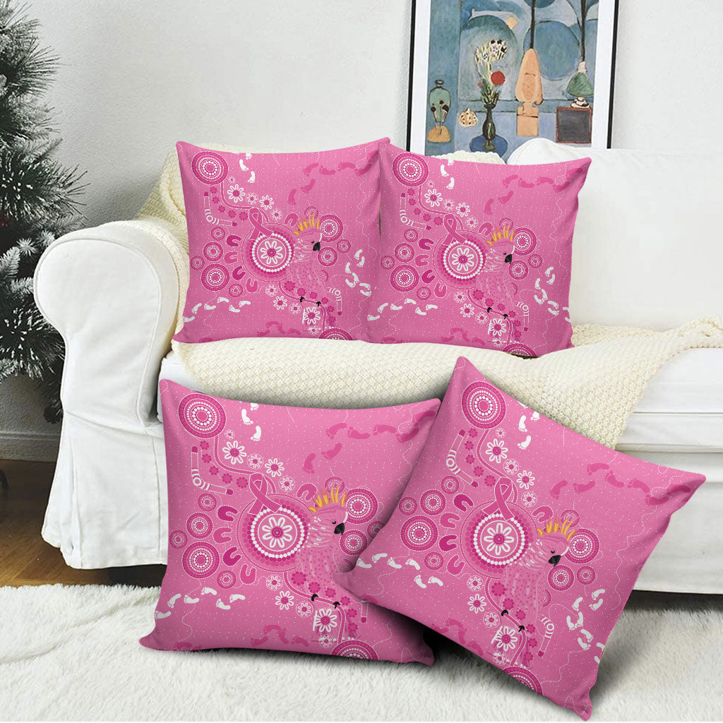 Pink Ribbon Australia Pillow Cover Breast Cancer Support Aboriginal Cacatua leadbeateri