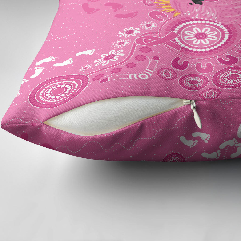 Pink Ribbon Australia Pillow Cover Breast Cancer Support Aboriginal Cacatua leadbeateri