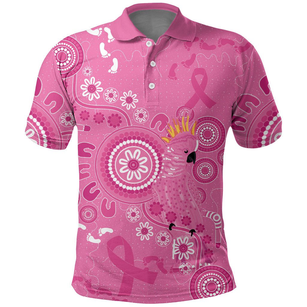 Pink Ribbon Australia Polo Shirt Breast Cancer Support Aboriginal Cacatua leadbeateri