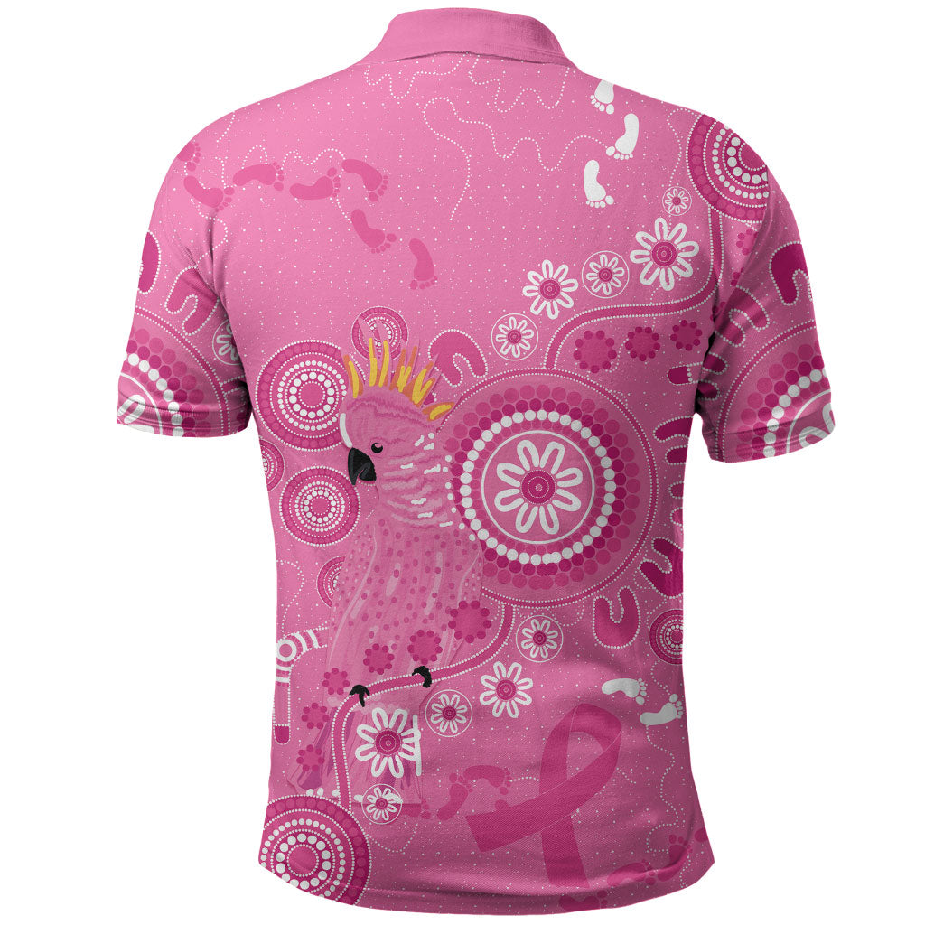 Pink Ribbon Australia Polo Shirt Breast Cancer Support Aboriginal Cacatua leadbeateri