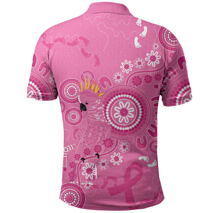 Pink Ribbon Australia Polo Shirt Breast Cancer Support Aboriginal Cacatua leadbeateri