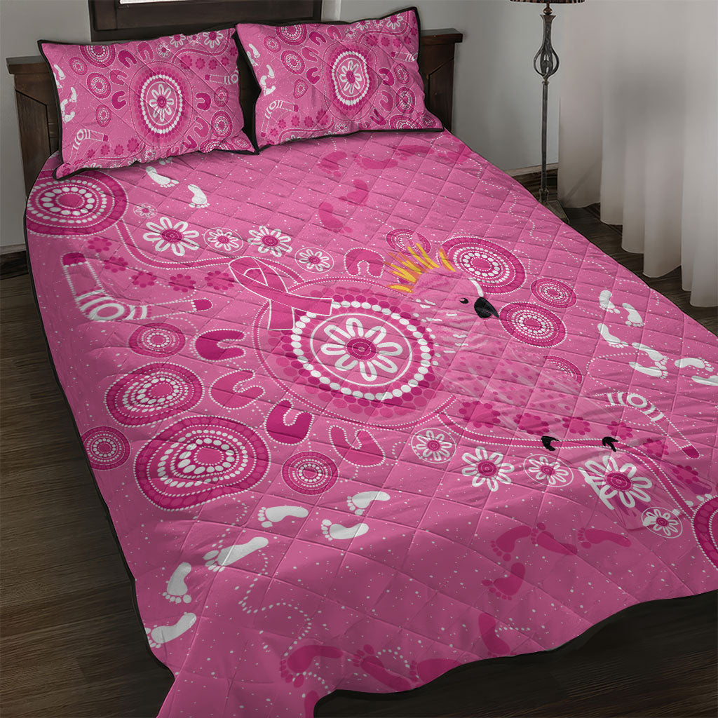Pink Ribbon Australia Quilt Bed Set Breast Cancer Support Aboriginal Cacatua leadbeateri