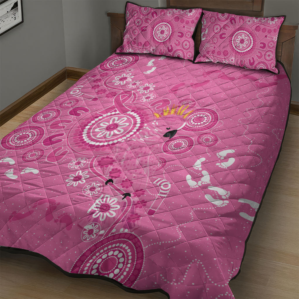Pink Ribbon Australia Quilt Bed Set Breast Cancer Support Aboriginal Cacatua leadbeateri
