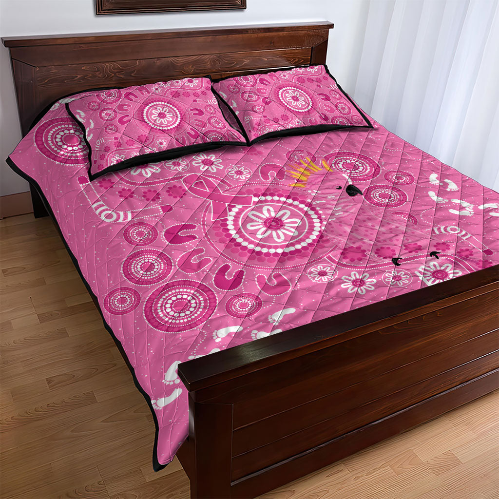 Pink Ribbon Australia Quilt Bed Set Breast Cancer Support Aboriginal Cacatua leadbeateri