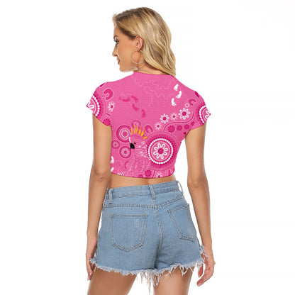 Pink Ribbon Australia Raglan Cropped T Shirt Breast Cancer Support Aboriginal Cacatua leadbeateri