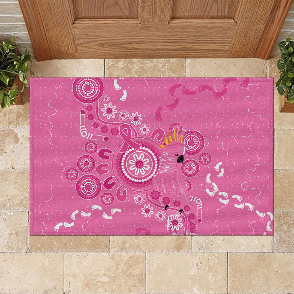 Pink Ribbon Australia Rubber Doormat Breast Cancer Support Aboriginal Cacatua leadbeateri