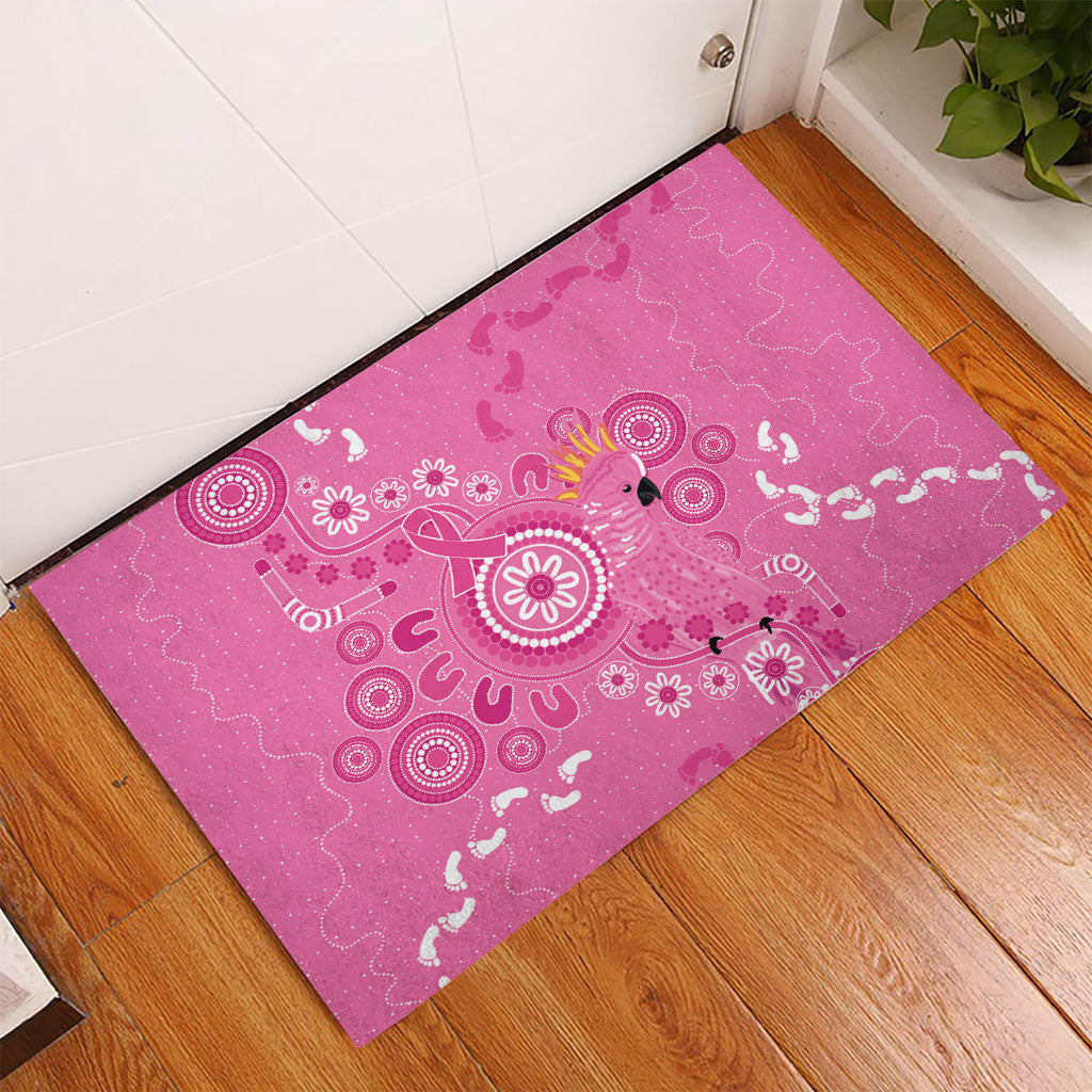 Pink Ribbon Australia Rubber Doormat Breast Cancer Support Aboriginal Cacatua leadbeateri