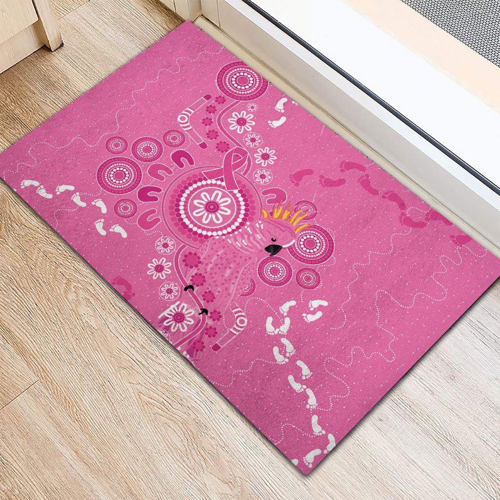 Pink Ribbon Australia Rubber Doormat Breast Cancer Support Aboriginal Cacatua leadbeateri