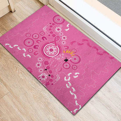 Pink Ribbon Australia Rubber Doormat Breast Cancer Support Aboriginal Cacatua leadbeateri