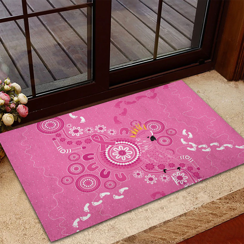Pink Ribbon Australia Rubber Doormat Breast Cancer Support Aboriginal Cacatua leadbeateri