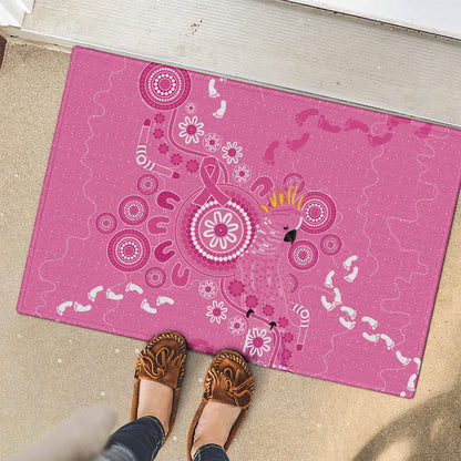 Pink Ribbon Australia Rubber Doormat Breast Cancer Support Aboriginal Cacatua leadbeateri
