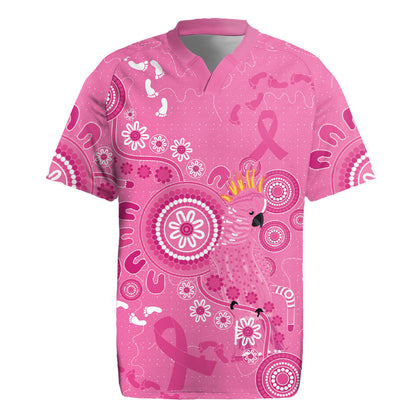 Pink Ribbon Australia Rugby Jersey Breast Cancer Support Aboriginal Cacatua leadbeateri