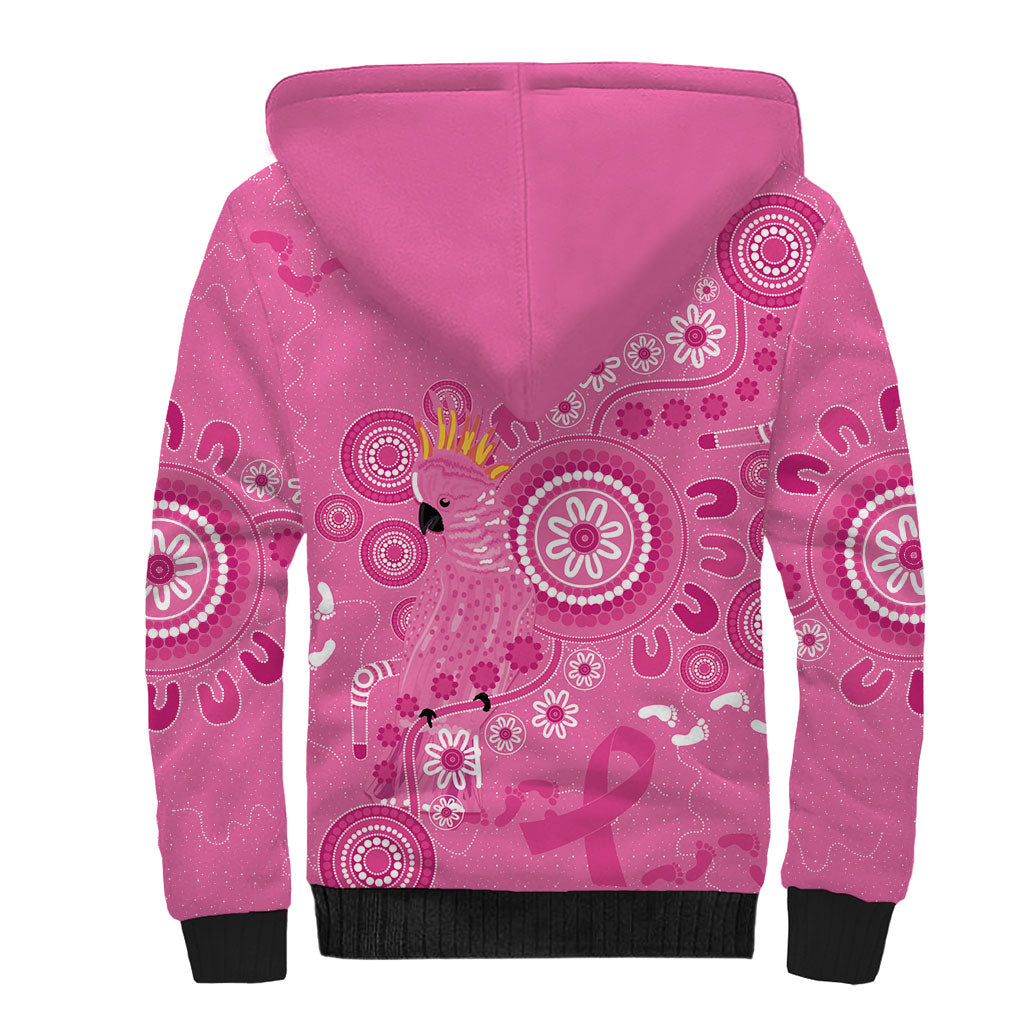 Pink Ribbon Australia Sherpa Hoodie Breast Cancer Support Aboriginal Cacatua leadbeateri