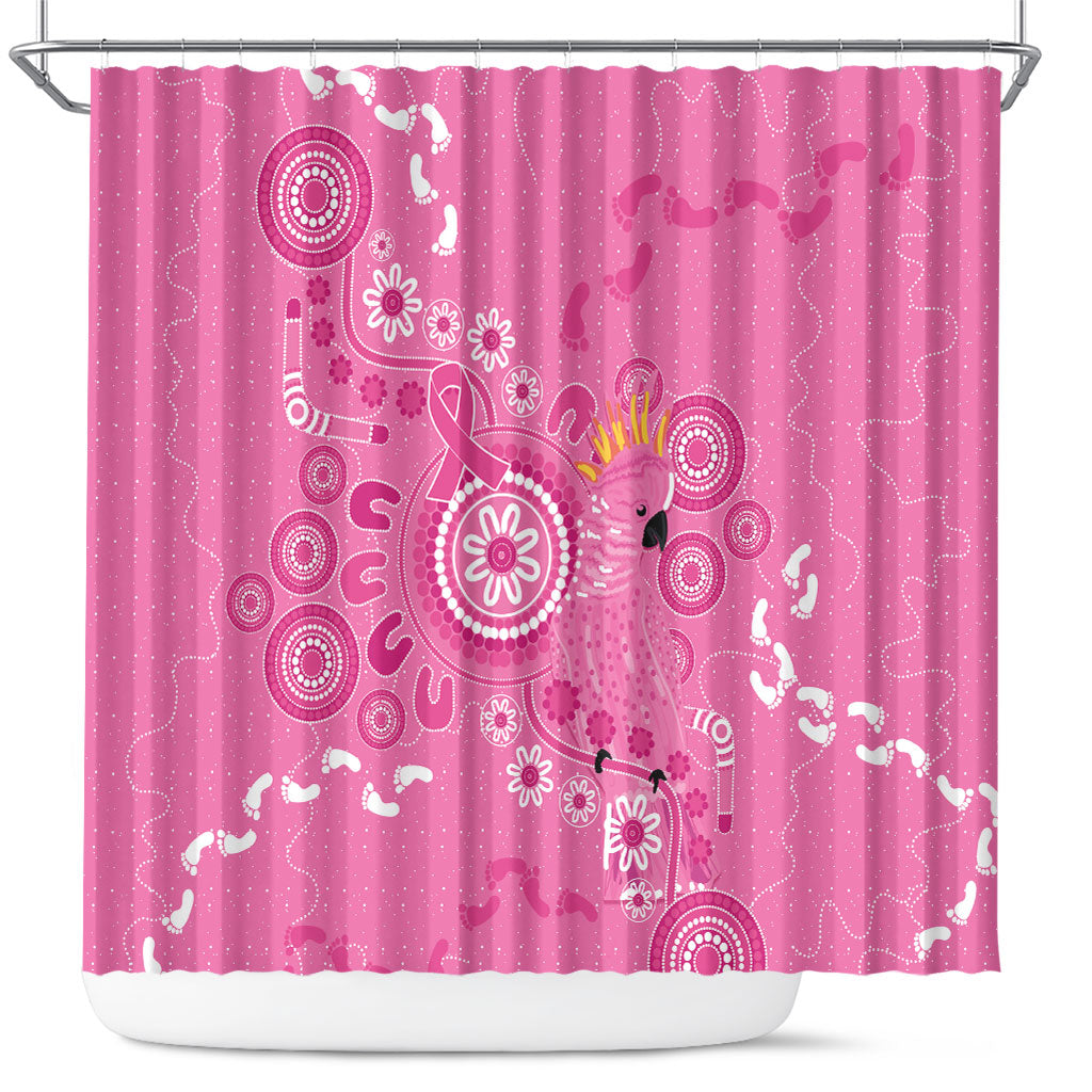 Pink Ribbon Australia Shower Curtain Breast Cancer Support Aboriginal Cacatua leadbeateri