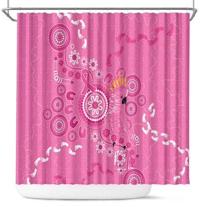Pink Ribbon Australia Shower Curtain Breast Cancer Support Aboriginal Cacatua leadbeateri