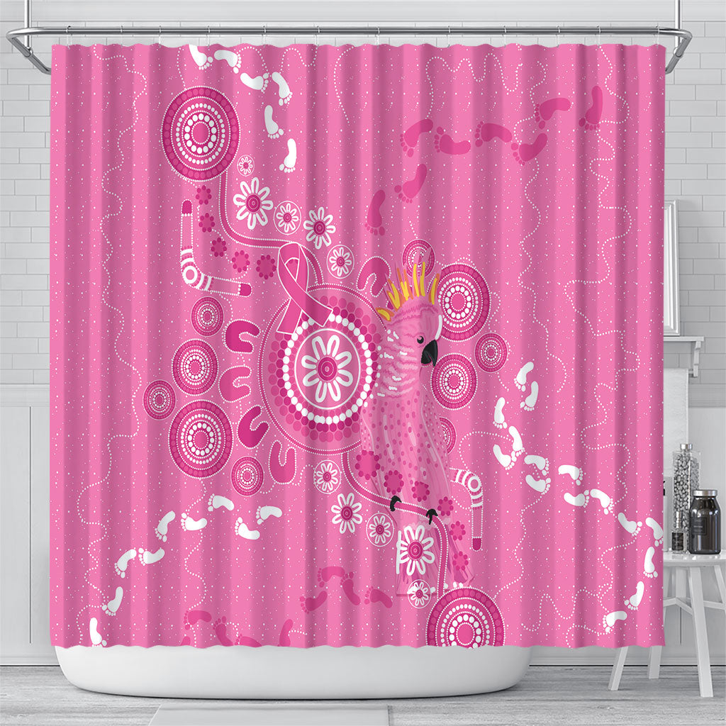Pink Ribbon Australia Shower Curtain Breast Cancer Support Aboriginal Cacatua leadbeateri