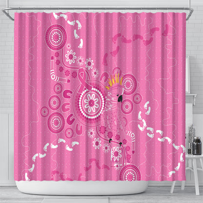 Pink Ribbon Australia Shower Curtain Breast Cancer Support Aboriginal Cacatua leadbeateri