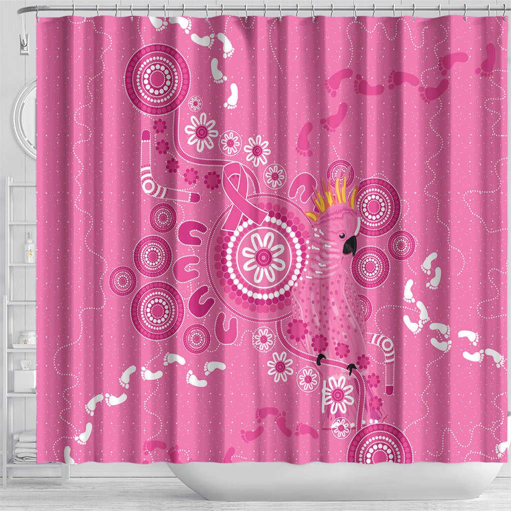 Pink Ribbon Australia Shower Curtain Breast Cancer Support Aboriginal Cacatua leadbeateri