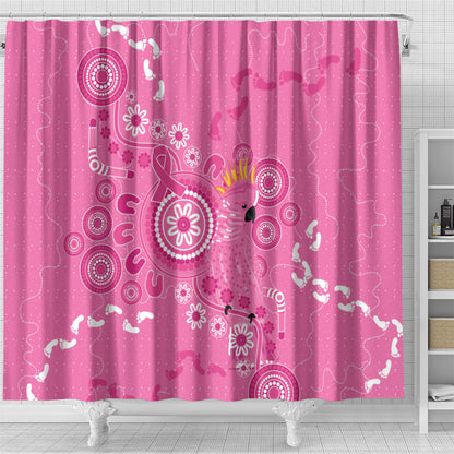 Pink Ribbon Australia Shower Curtain Breast Cancer Support Aboriginal Cacatua leadbeateri