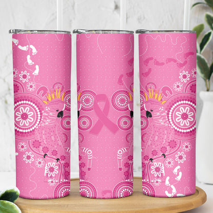 Pink Ribbon Australia Skinny Tumbler Breast Cancer Support Aboriginal Cacatua leadbeateri