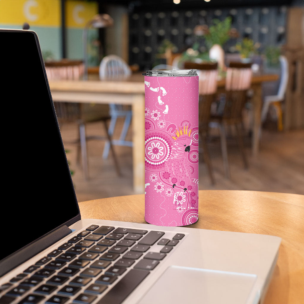 Pink Ribbon Australia Skinny Tumbler Breast Cancer Support Aboriginal Cacatua leadbeateri