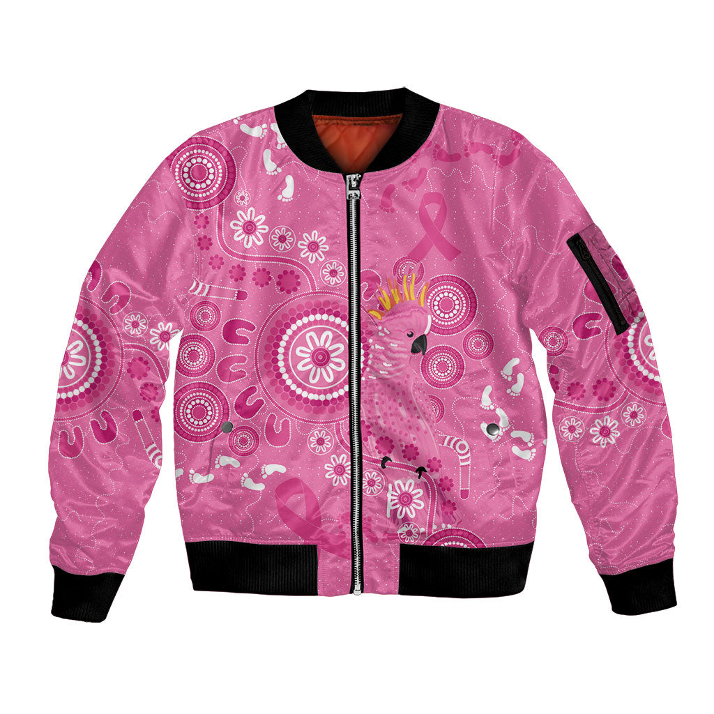 Pink Ribbon Australia Sleeve Zip Bomber Jacket Breast Cancer Support Aboriginal Cacatua leadbeateri