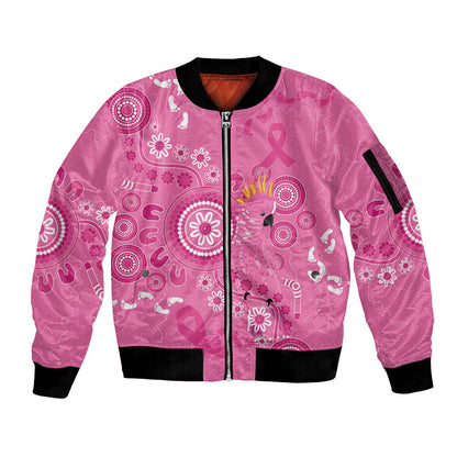 Pink Ribbon Australia Sleeve Zip Bomber Jacket Breast Cancer Support Aboriginal Cacatua leadbeateri