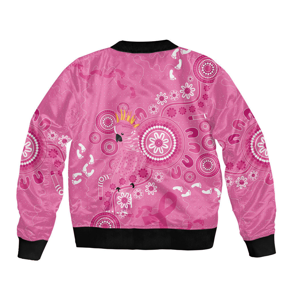 Pink Ribbon Australia Sleeve Zip Bomber Jacket Breast Cancer Support Aboriginal Cacatua leadbeateri